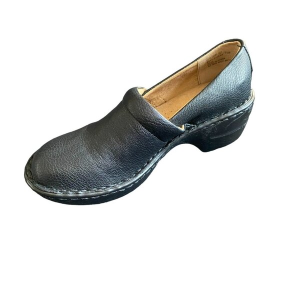 BASS-SHEENA BLACK LEATHER WOMEN SLIP ON WEDGE NURSING SHOES - Picture 2 of 9